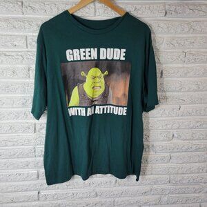 Dream Works Shrek Mens Shirt 2XL Cotton Blend Green Green Dude Attitude NOV144E